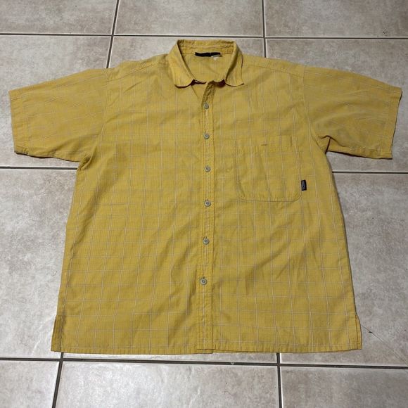 Patagonia Other - VINTAGE Patagonia Men's Large Yellow Check Camp Cotton Short Sleeve Button Shirt